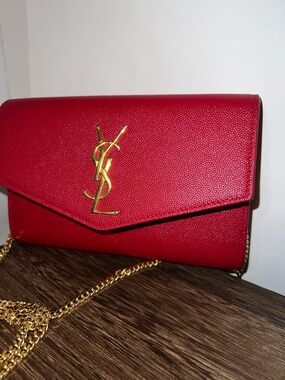 Saint Laurent Red Crossbody with Gold YSL Hardware
